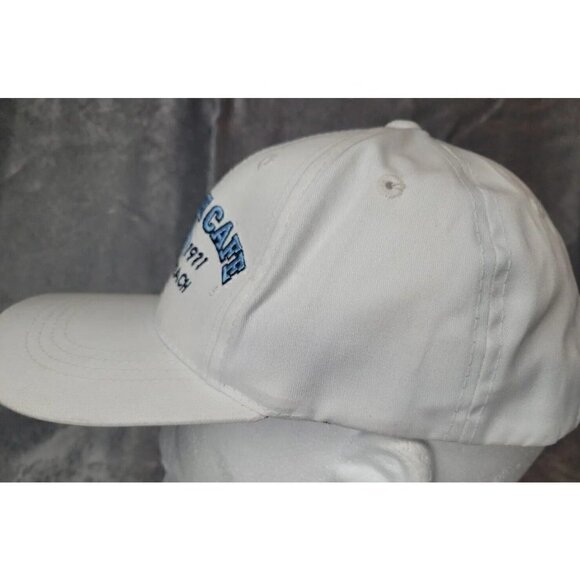 Vintage 90s Hard Rock Cafe Newport Beach Love all serve all Hat strap back white - Picture 3 of 12